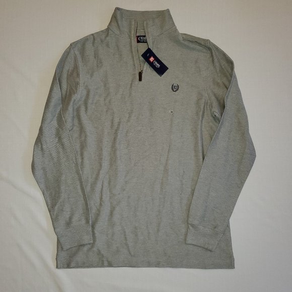 Chaps Quarter Zip Gray Casual Long Sleeve Sweatshirt Men's Size Medium NWT - Picture 1 of 3